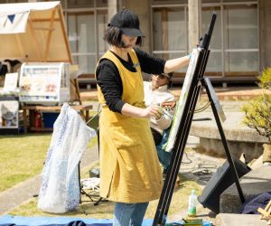 しまなみ音楽休暇村　音楽と風景でのボンジュールマルシェライブペイント